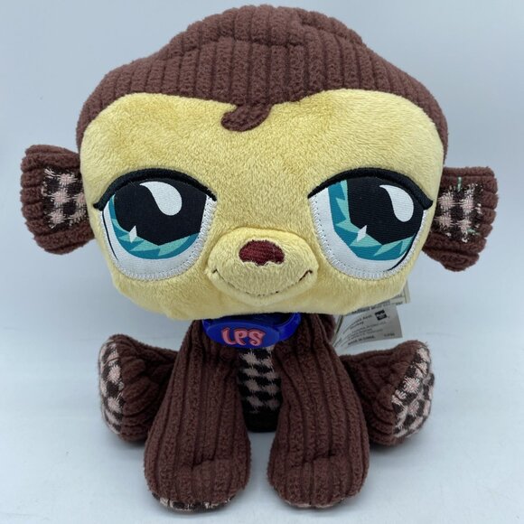Littlest Pet Shop VIP Brown Monkey Plush Stuffed Animal 2007 Hasbro LPS Collar - Picture 14 of 14